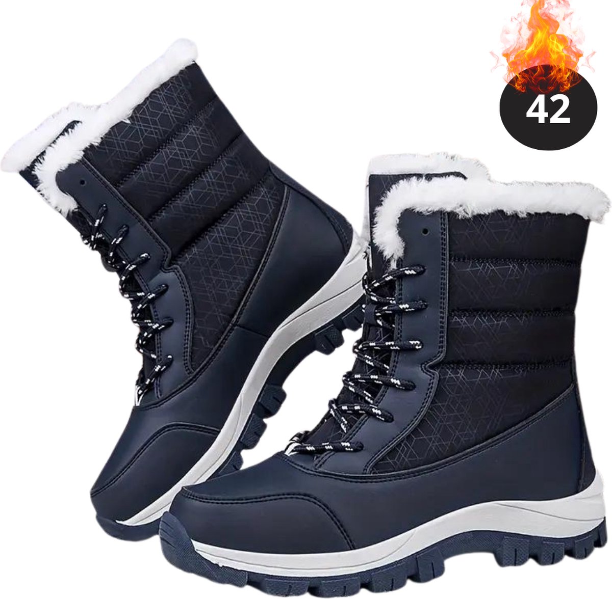 Nivard Snowboots Sneeuwschoenen Sneeuwboots Dames Wintersport Ski Skischoenen – 42- Laarzen Zwart