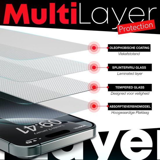Protecteur d'écran - Convient pour iPhone Pro Max Protecteur d'écran en Tempered Glass - 2 pièces Extra Strong - verre de protection