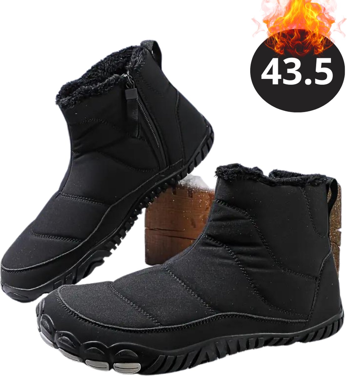 Nivard Snowboots Sneeuwschoenen Sneeuwboots Heren Wintersport Ski Skischoenen – 43 Antislip Zwart