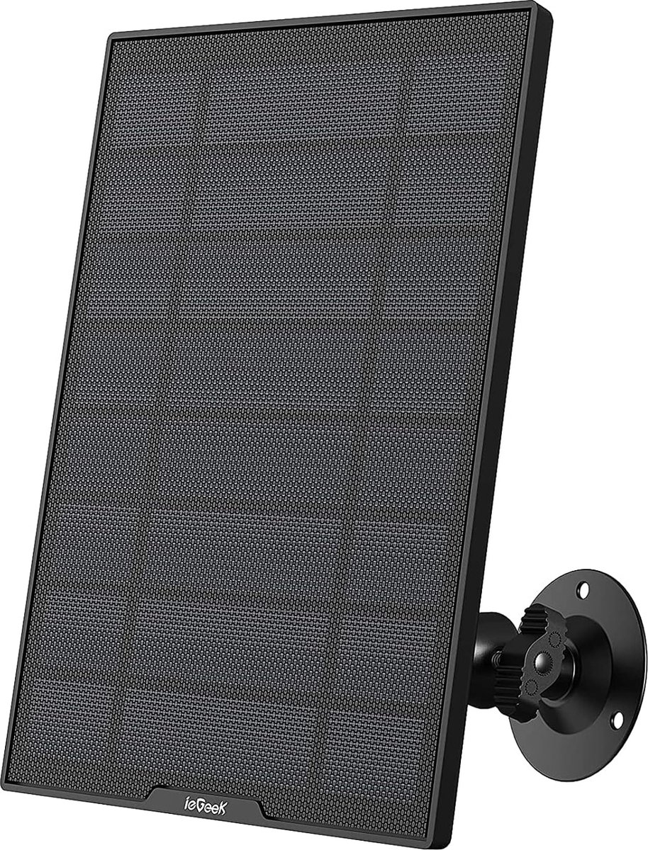 IeGEEK Zonnepaneel voor bewakingscamera 3W zonnepaneel voor beveiligingscamera buitencamera TYPE C-poort IP65 3m kabel 360° verstelbare beugel