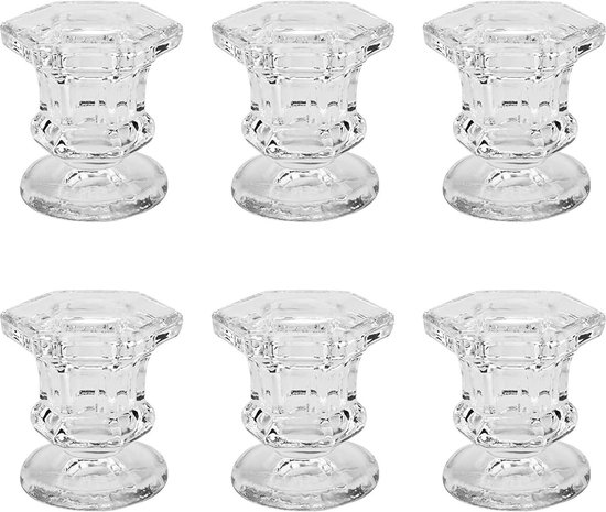 6Pcs Taper Kandelaar Houders - Clear Decoratieve Kaars Sticks Voor Decoratie En Bruiloften Kerst