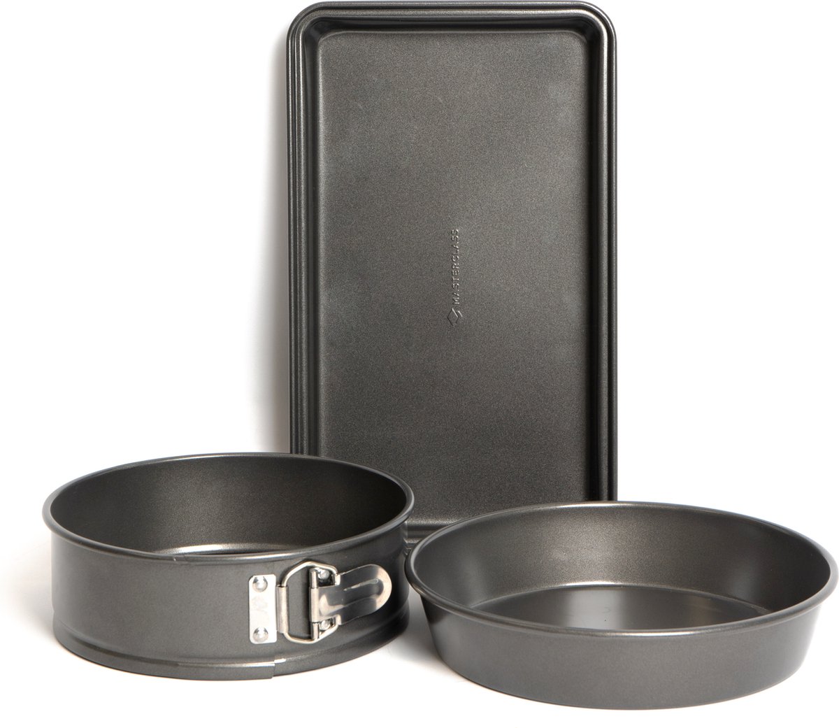 Masterclass 3-delige bakset met antiaanbaklaag 20cm Spring Form Round Pan 34x20x4cm Brownie Pan en 23cm Diepe Taart Pan