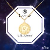 Bixorp Stars Sterrenbeeld Ketting Leeuw / Leo - Stainless Steel Medailon met Goud Verguld - 45cm Ketting met Zodiac Hanger - Inclusief Cadeau Verpakking