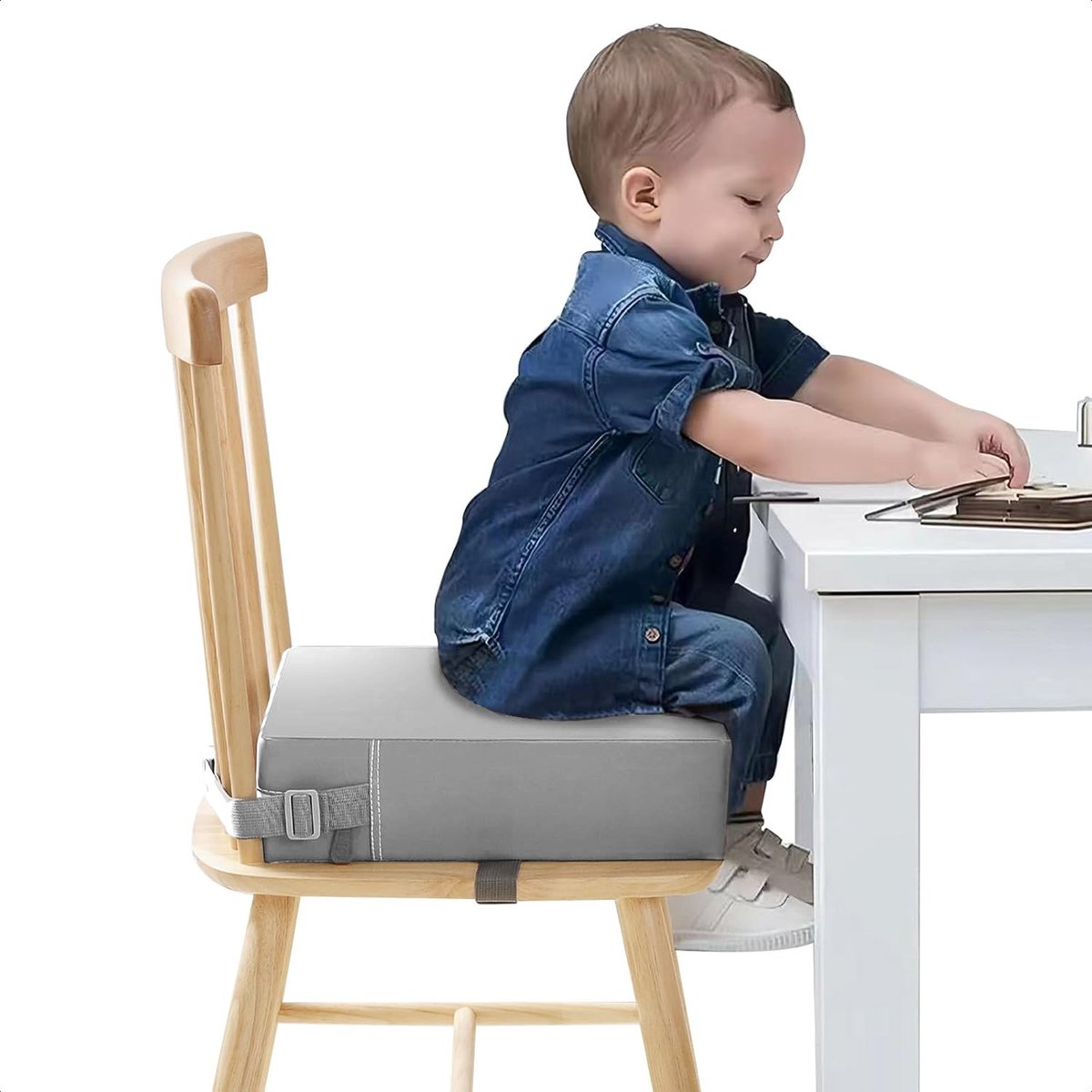 Stoelverhoger – Leer – 8cm hoog – Verhoogkussen - Stoelverhoger voor kinderen - Stoelverhoger voor eetkamerstoel - Stoelverhoger eettafel - Zitverhoger - peuter