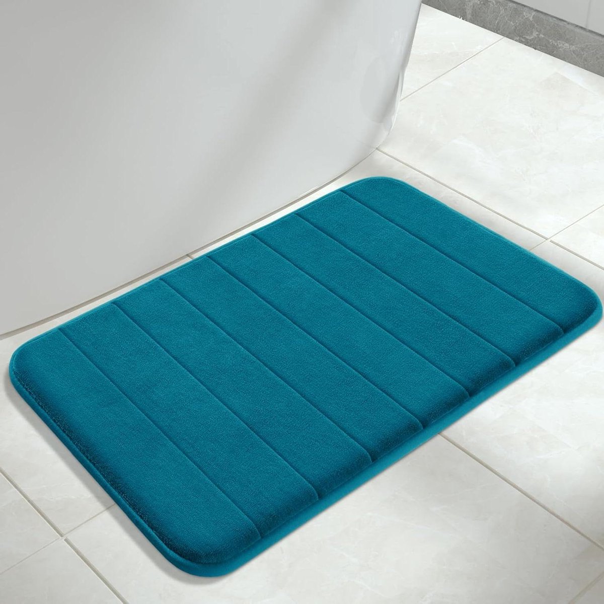 Traagschuim badmat - Groot formaat - 51 x 81 cm - Zacht en comfortabel - Super wateropname - Antislip - Machinewasbaar - Pauwblauw