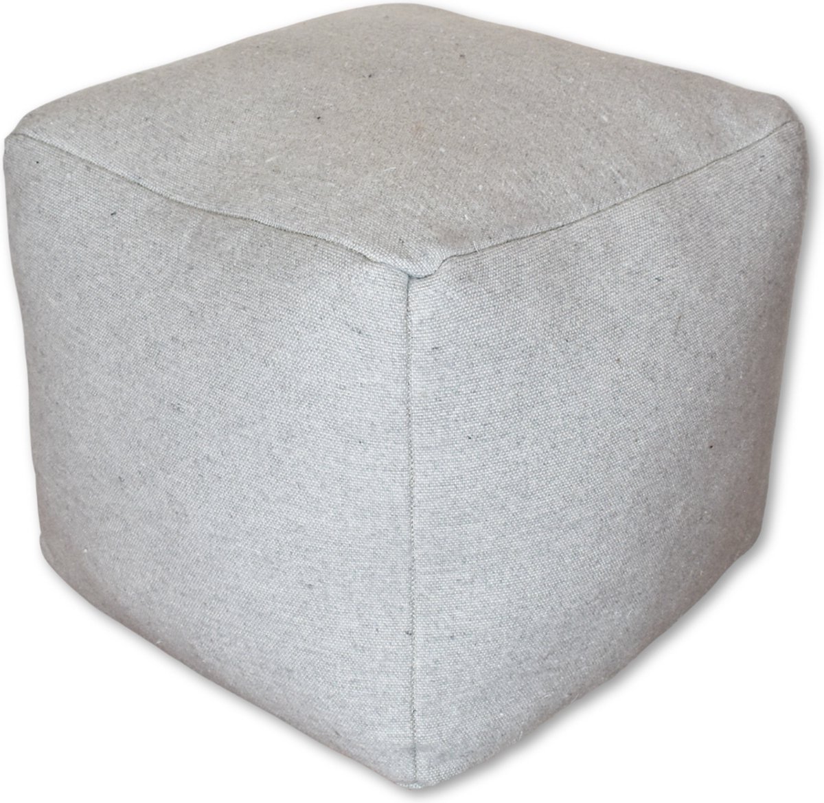 Poufs&Pillows Vierkante Poef - Handgemaakt - Grijs - Gemaakt uit Wol en Katoen - Poef van stof - 40x40x35 cm