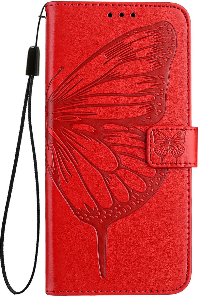 Mobigear Telefoonhoesje geschikt voor Samsung Galaxy Z Fold 6 Hoesje | Mobigear Butterfly Bookcase Portemonnee | Pasjeshouder voor 3 Pasjes | Telefoonhoesje voor Pinpas / OV Kaart / Rijbewijs - Rood