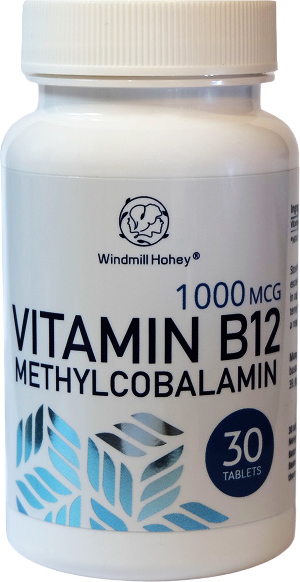 Goedkoopste Ultra Vitamin B 12 Premium Methylcobalamine B12 - Energieboost met hoge potentie, ondersteuning van de zenuwgezondheid en stofwisseling - Veganistisch 30 tabletten - Windmill Hohey