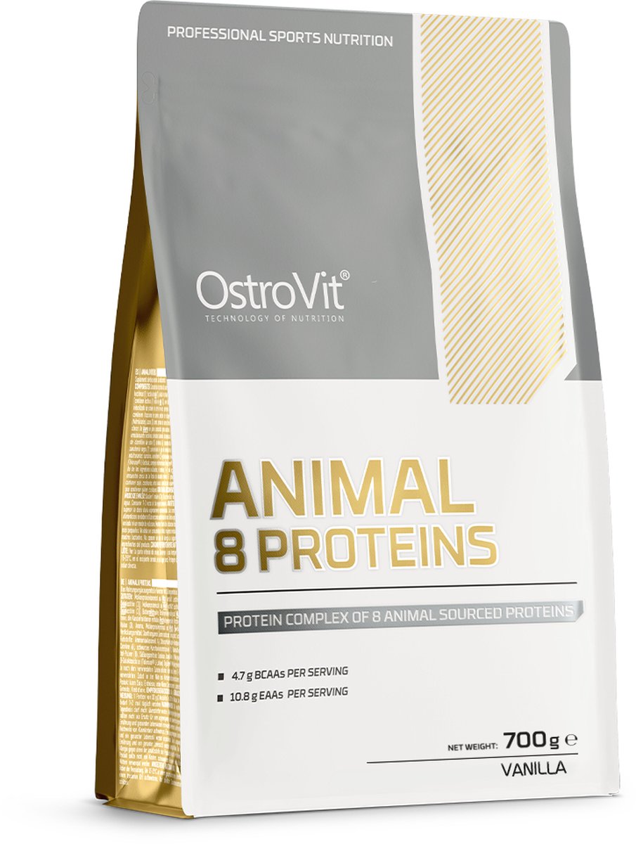 Goedkoopste Animal 8 Proteins - 700 g Vanillia Smaak - OstroVit - 8 Dieren Eiwitten Poeder - Carnivore Diet - No added sugar - Natural - Laboratory-confirmed quality!