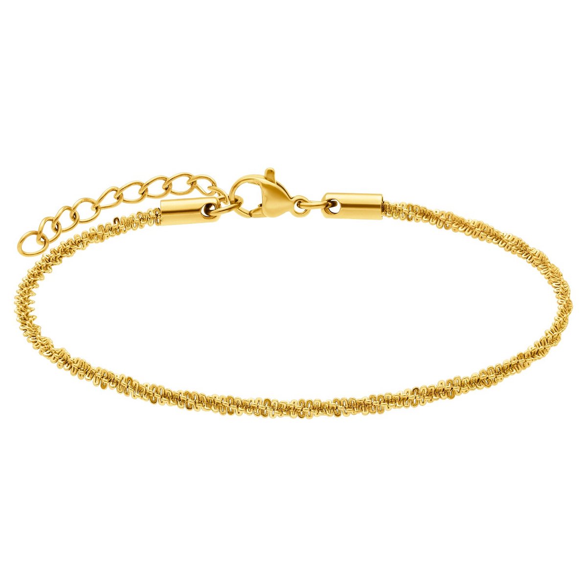 Lucardi - Dames Stalen goldplated armband gedraaid - Armband - Staal - Goudkleurig - 20 cm
