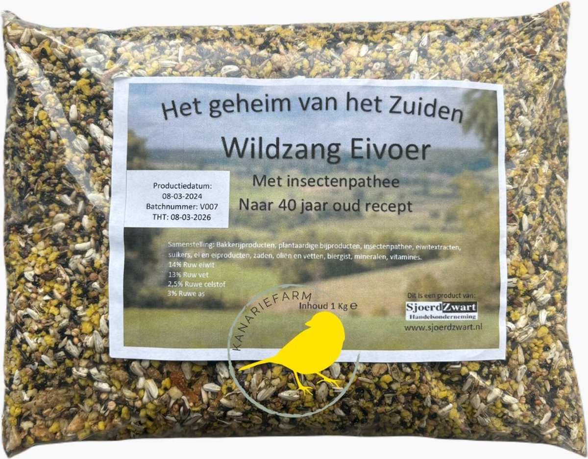 Binnenvogels- Eivoer- Sjoerd zwart- Eivoer wildzang- Sjoer Zwart het geheim van het zuiden Wildzang eivoer- 1 kilo