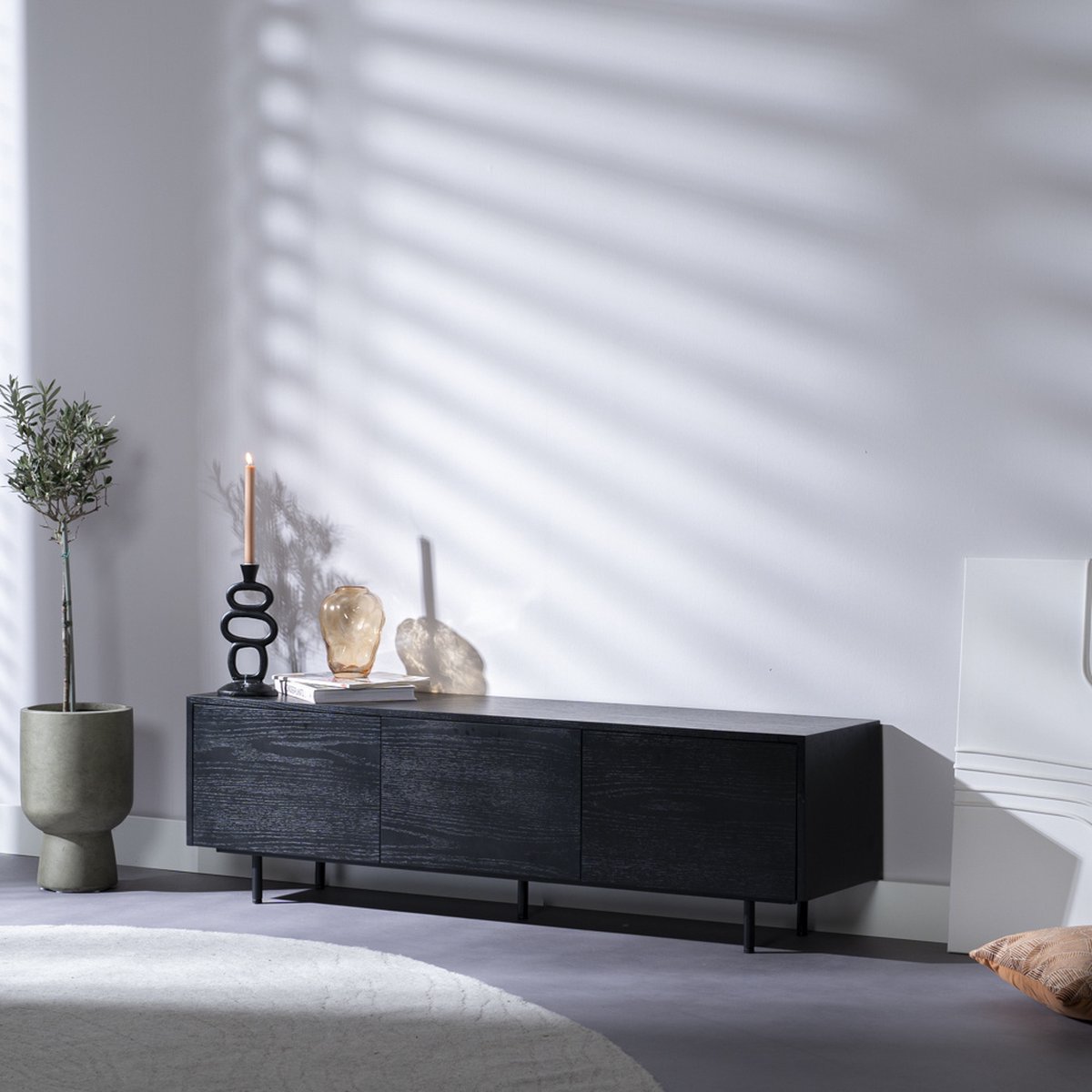 Bronx71® Tv-meubel Thomas zwart eiken 150 cm