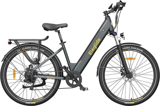 Eleglide T1 Step-Thru elektrische trekkingfiets 27,5 Inch CST-banden 36V 13Ah accu 250W borstelloze motor 25Km/h Shimano 7 versnellingen 100km maximaal bereik IPX4 waterdicht 120kg maximale belasting Dubbele schijfremmen - Grijs