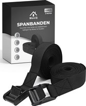 WoniQ Spanbanden - 3 meter - 2 stuks in de Verpakking - Sjorbanden - Fiets spanbanden met klemgesp - Bindriemen - Zwart