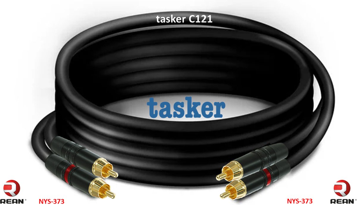 Tasker-Neutrik-REAN-RCA-2xTulp-2xTulp-NYS121NYS150-Zwart-1.5 meter