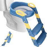 Macx & Macx WC Verkleiner met Trapje - Toilettrainer met Handvaten en Opstapje - Opvouwbaar Toilet Bril Zitje - WC Zindelijkheids Training voor Jongens/Meisjes - Urinoirs voor Kind/Peuter van 2 tot 7 jaar - Toiletverkleiner Blauw