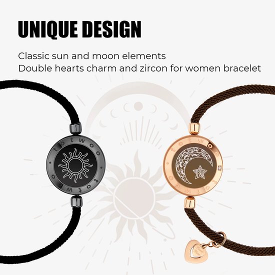 Lange Afstand Touch Armbanden met Verlichting en Trilling voor Stelletjes - Slimme Sun & Moon Liefdesarmbanden - Perfecte Cadeaus voor Relaties op Afstand, Digitale Armbanden voor Koppels — afbeelding 5
