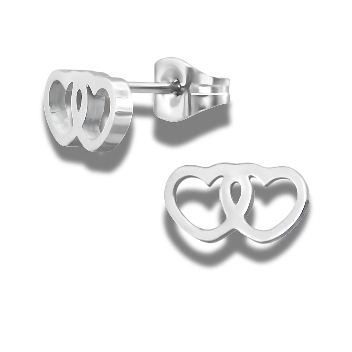 Oorstekers - oorbellen - Heart - Hartjes - edel staal - zilverkleurig - Moederdag - Valentijn - liefde - love - hypoallergeen