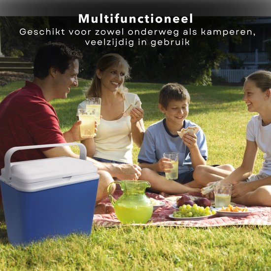Draagbare Elektrische Koelbox - 12V Autokoelbox - 24L - Blauw - 12V Aansluiting - Lunchbox - Frigobox - Voor Auto & Onderweg - Camping - Reizen - Coolbox - 40 x 24 x H39 cm - Inclusief EBOOK van Merkloos — afbeelding 5
