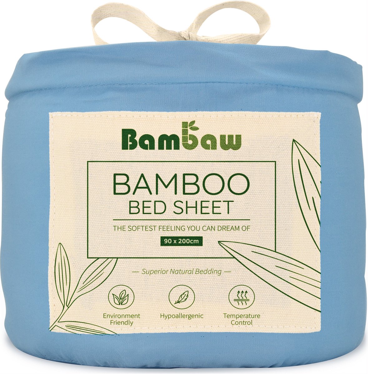 Bambaw Luxe Bamboe 1-Persoons Hoeslaken 90x200cm – Ultra ademende stof – Hypoallergeen – Beddengoed - Lichtblauw