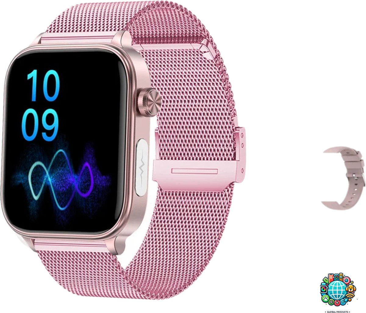 Evotech-SP Glucosewatch - Smartwatch - Glucosemeter - ECG Hartslagmeter - Bloedsuiker horloge - Diabetes meter - Glucose Revolutie - Bloedsuikermeter - Smartwatch - Glucose meter zonder prikken - IP68 Waterdicht - Roze