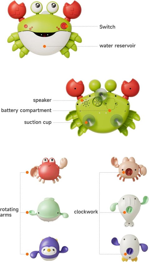 Bubble machine grote krab automatische bubble maker blower muziek bad speelgoed voor baby - speelgoed kopen? | Korting tot 50