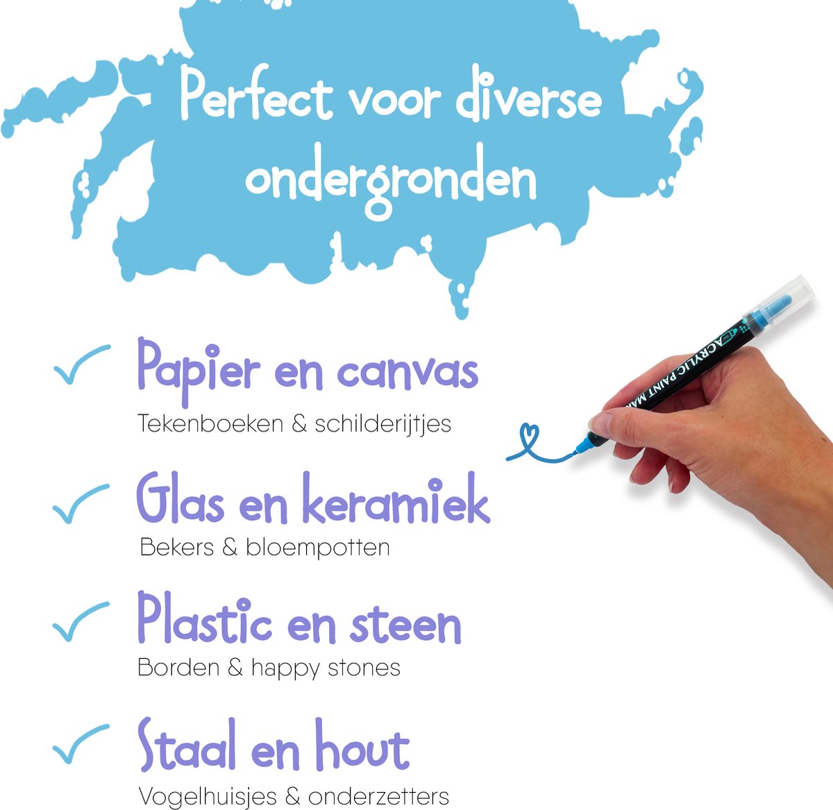 CREACOL Acrylstiften 36 stuks - Dual Tip - Verfstiften - Tekenset - Happy Stones Stiften - Inclusief Sjablonen — afbeelding 5