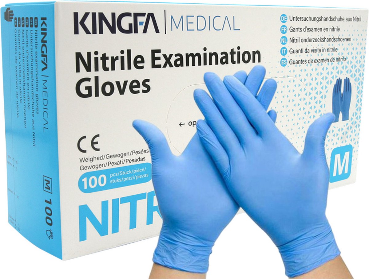 Goedkoopste 100 Medische nitril onderzoekshandschoenen | Kingfa/Lyncmed KS-ST RT021 Maat L