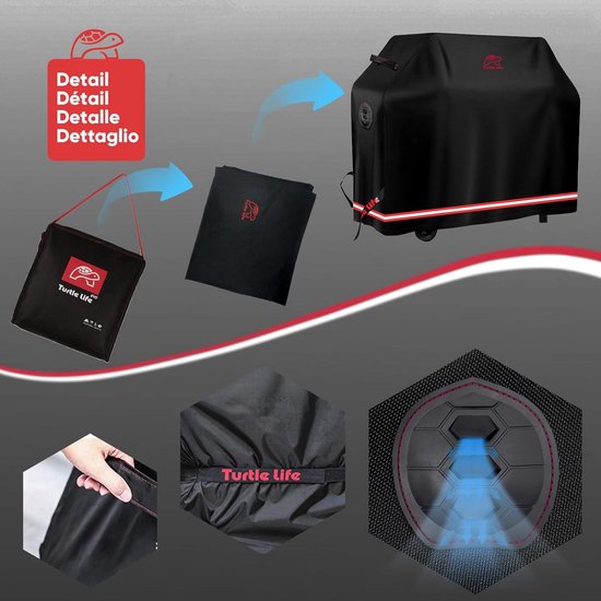 TurtleLife Barbecuehoes, Barbecuehoezen Waterdicht, Barbecue Afdekhoes, BBQ Grill Cover, Barbecuehoes met Air Vent Zwart 120x60x100cm
