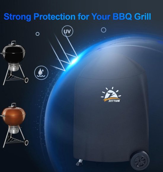 BBQ Cover 67 CM Waterkoker - 600D Heavy Duty & Waterdicht - Weber Barbecue Cover met PU Coating - Master Touch Houtskool Grill Cover van Weber — afbeelding 4