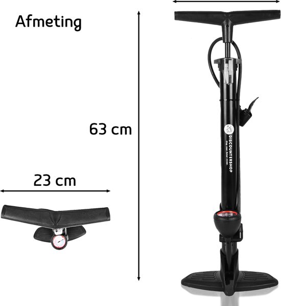 Fietspomp met drukmeter 12 bar extra Ventielen - Inclusief Adapters vloerpomp - analoge Drukmeter met dubbele ventielkop van Cooma — afbeelding 2
