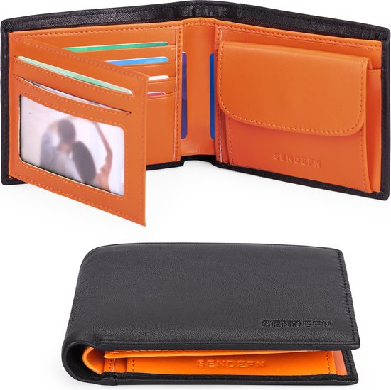 SENDEFN Grand Trifold Men's Genuine Leather Wallet, RFID Blocking Men's