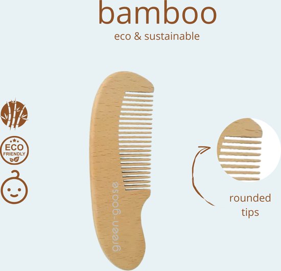 Baby Borstel - Eerste Baby Verzorginsset - Baby Kam - Baby Setje - Baby borstel en kam - Houten Baby Kam - Kraamcadeau van Jollein — afbeelding 3