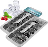 Bol.com Set van 2 gepolijste 18-8 roestvrij stalen ijsblokjesvormen met hefboom-inzetstuk voor moeiteloos uitnemen - geschikt vo... aanbieding