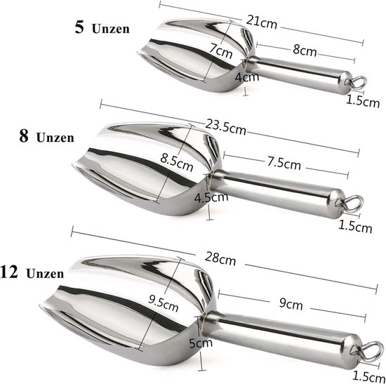 3-delige roestvrijstalen ijsschep set - voederschep meelschep afweegschep - hoogwaardig en vaatwasmachinebestendig - verschillende maten - 12 oz van Rösle — afbeelding 2