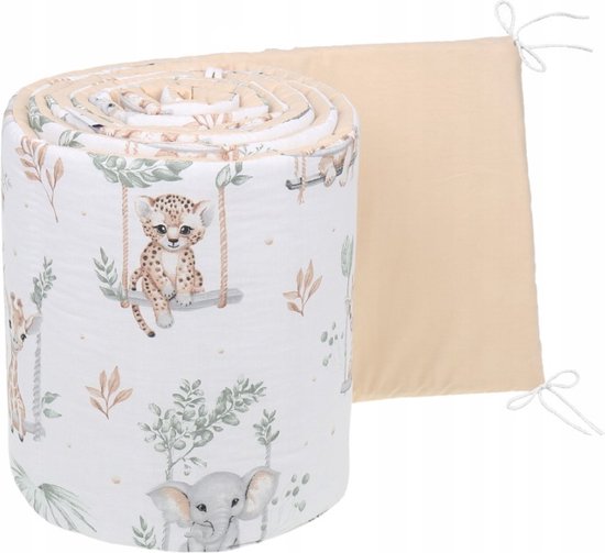 Foto: Bedbumper bedomrander afrykanse baby dieren 180x30cm