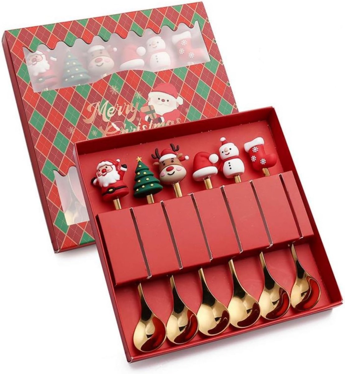 House of Husk Kerst Theelepels Set - Theelepeltjes - Koffielepels - Koffielepeltjes - RVS - 15cm - 6 Stuks - Goud