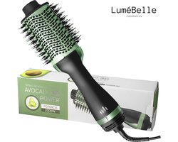 LuméBelle 3-in-1 Föhnborstel - Professional Pro Collection Salon - One Step Haardroger en Volumiser Plus - Keramische Magic Brush - 1000W - Avocado 3D Power - Groen/Bruin