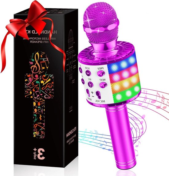 Karaoke-cadeaus voor meisjes, nieuwste karaokemachine voor meisjes, draadloos microfoonspeelgoed voor meisjes van 3-12 jaar oude meisjes en jongens, verjaardagscadeaus, Bluetooth-luidspreker