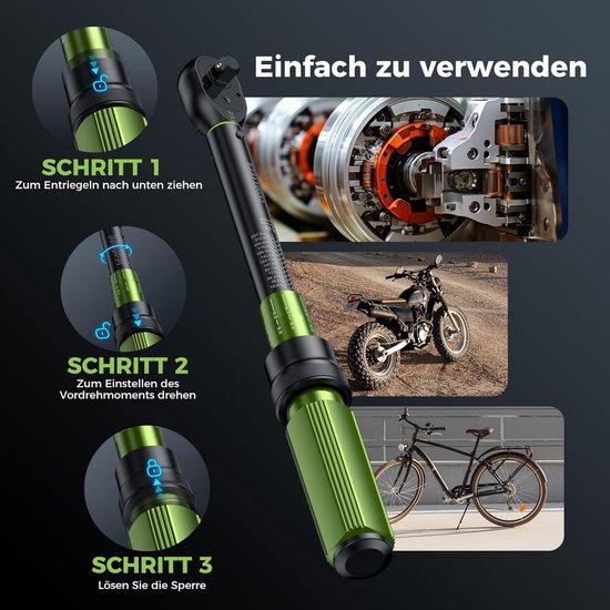 Monzana Draaimomentsleutel 6 delige set 0,5 Inch 40-210 Nm Incl. 3 doppen en verlengering Opbergdoos Omkeerbaar