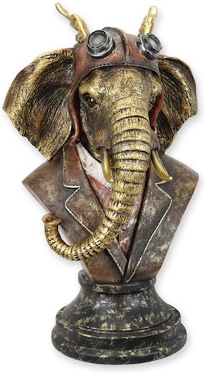 Boutique Trukado - Decoratief beeld/figuur - Steampunk Olifant buste 34,2cm