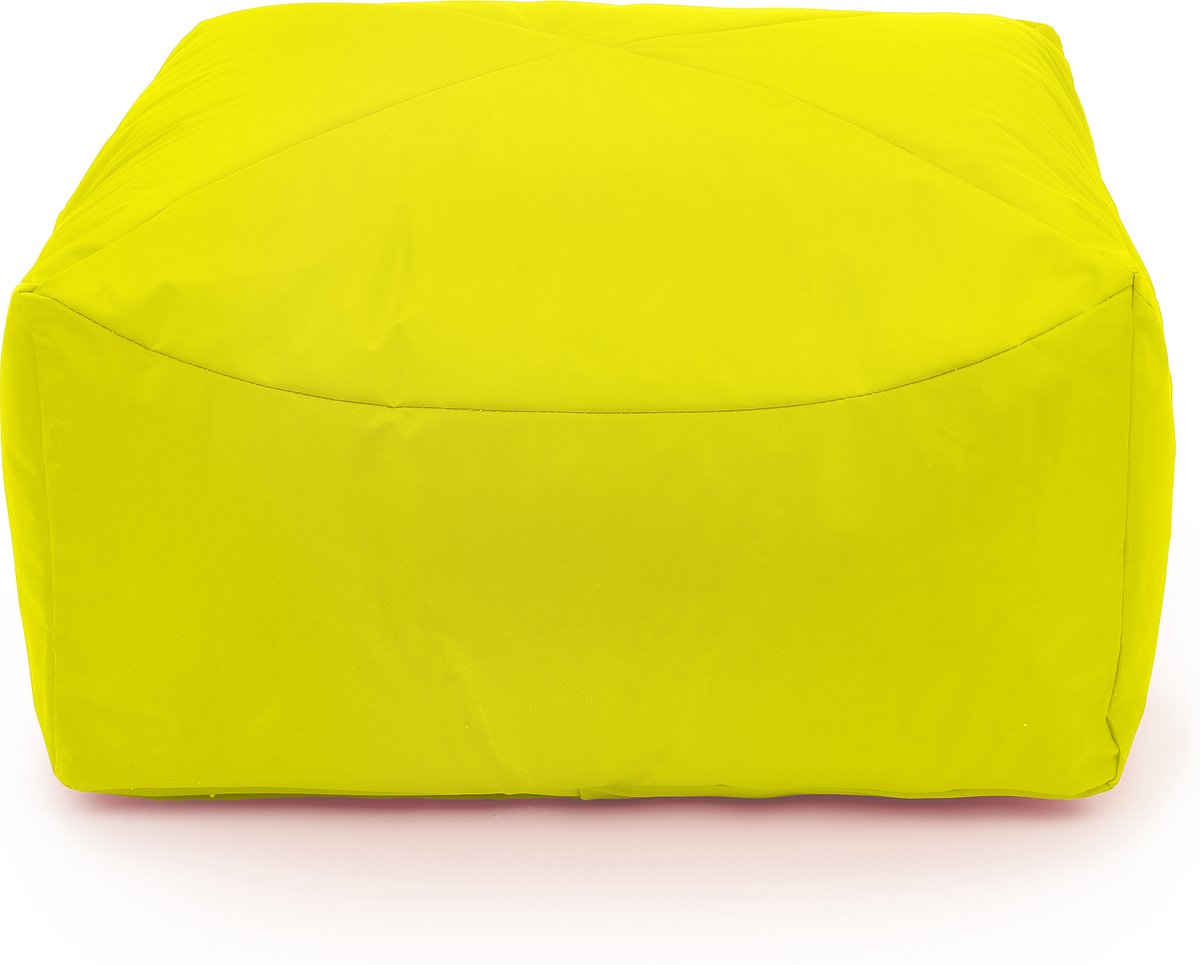 Drop & Sit - poef - robuust nylon - geel - 65x65x35