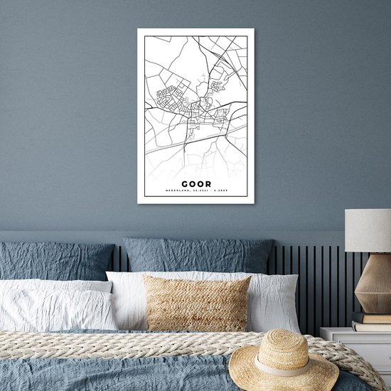 Affiche Carte - Goor - Zwart - Wit - 40x60 cm