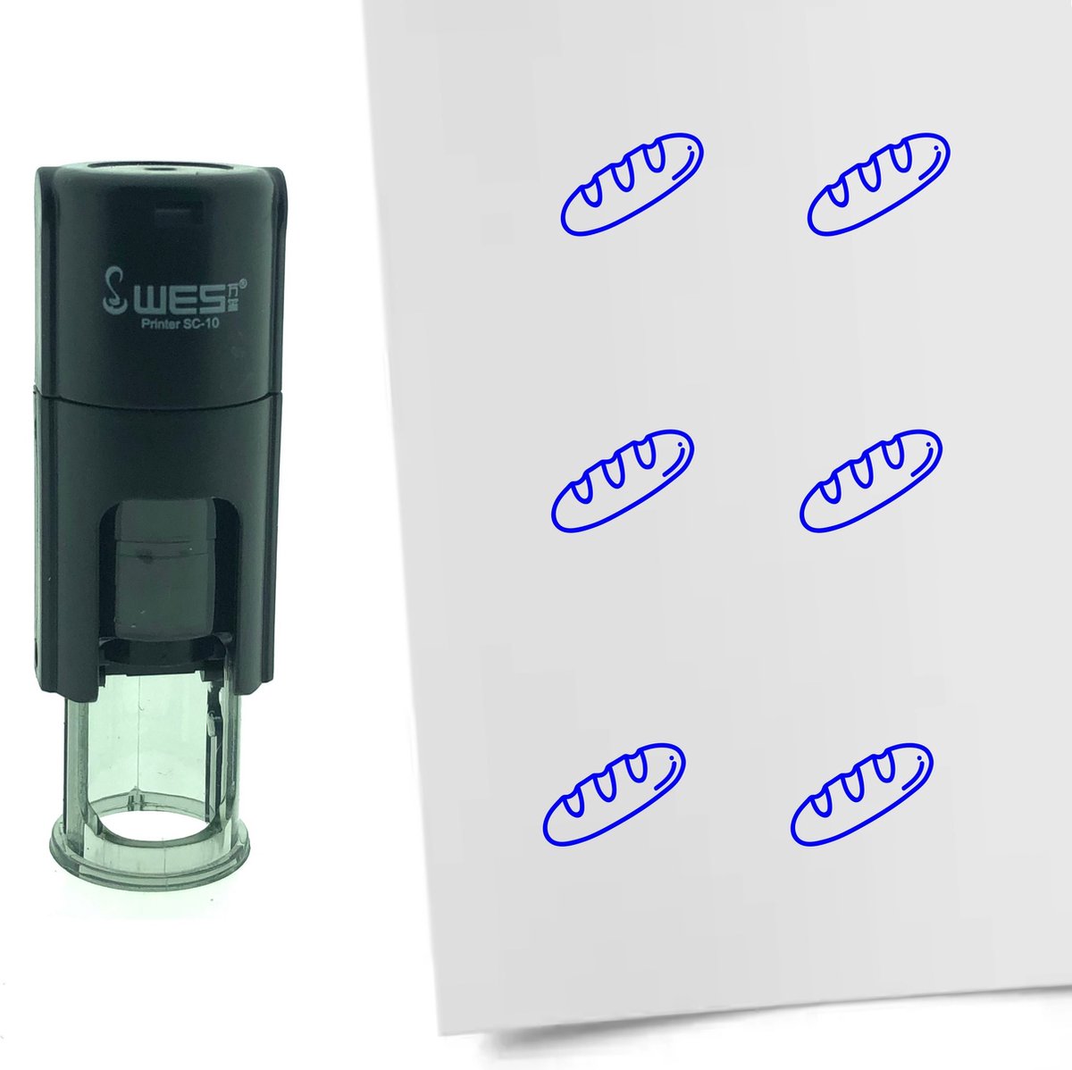 CombiCraft Stempel Stokbrood 10mm rond blauwe inkt