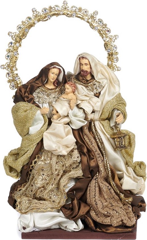 Goodwill Heilige Familie op Voetstuk Bruin-Crème H 34 cm