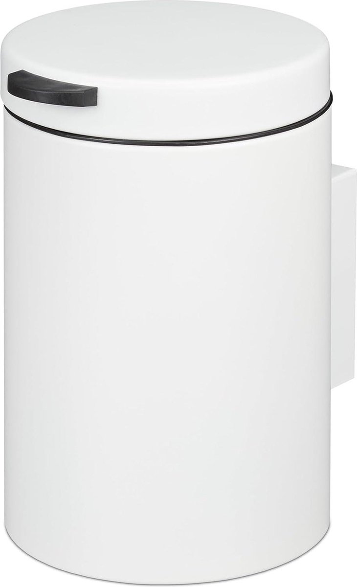 Goedkoopste Hangende 5 liter kleine softclose badkamer prullenbak met emmer - metaal afvalemmer - rond wit - voor WC en toilet.