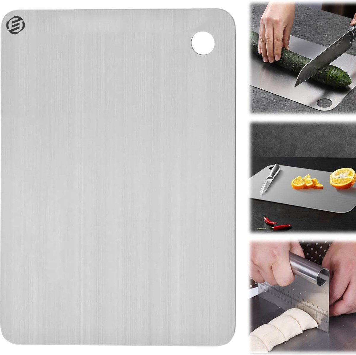 Equivera Titanium Snijplank - Geen Plastic - Geen Geurtjes - Roestvrij - Cutting Board - Anti Bacterieel - Vaatwasserbestendig