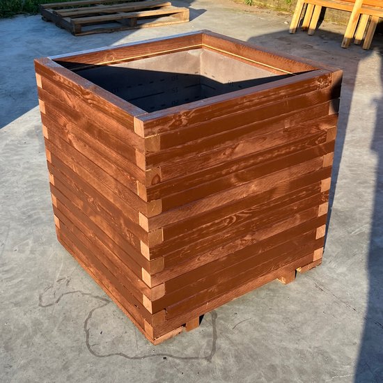 Jardinière carrée en bois 75x75x75 - marron | bac à fleurs à l'extérieur