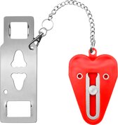 Purepeak Draagbaar Deurslot - Portable Door Lock - Reis Slot Deur - Deurstopper - Rood