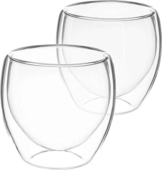 Maxxo Dubbelwandige glazen, koffie, 4 x 235 ml, thermische koffieglazen met zwevend effect, duurzame koffieglazen